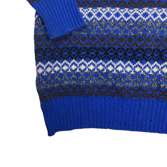 90s vintage sweater geometric patterned by clan royal wool sz L - Picture 3 of 4